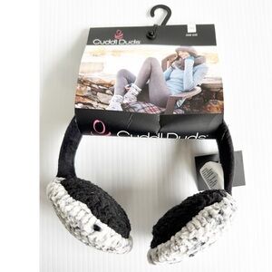 Cuddl Duds Earmuffs NWT One Size Gray Black Chenille